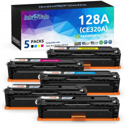 INK E-SALE Remanufactured HP CE320A CE321A CE322A CE323A (128A) KCMY Toner Cartridge 5 Pack
